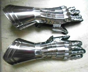 Par de Guanteletes Medievales Caballero Armadura Guantes Brazaletes Totalmente Usables Larp. - Imagen 1 de 4