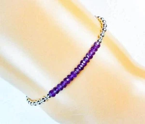 CYNTHIA LYNN "SHIMMER" STERLING SILVER FEBRUARY BIRTHSTONE AMETHYST BRACELET - Picture 1 of 1