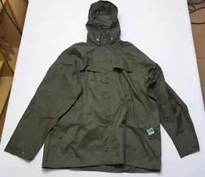 Helly Hansen Raincoat Made in Norway Mens Jacket Hood Sailing Outdoor Army Green - Picture 1 of 16