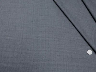 3+ Yards Lightweight Jacquard Plaid Heather Slate Gray 100% Wool Suiting JFR120 - Image 1 of 4