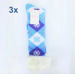 Lot of 3 Knee High Socks Faux Fur S/M Girls blue/purple holiday Xmas Xhilaration - Picture 1 of 4