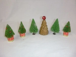 6 Vtg Tree Christmas Ornaments Bottle Brush & Macaroni - Picture 1 of 10