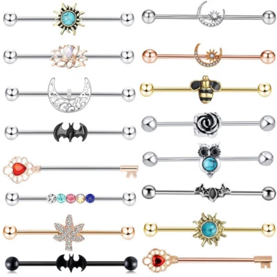 Mult Style Industrial Barbell Scaffold 316L Surgical Steel Stud Bar Ear Piercing - Image 1 of 4