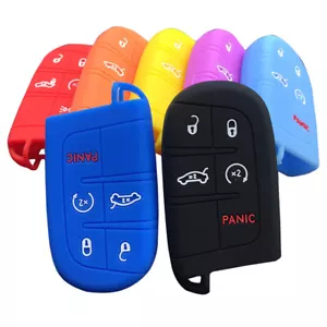 Funda protectora de silicona con llavero inteligente a control remoto de 5 botones para Chrysler Dodge Jeep Fiat - Imagen 1 de 36