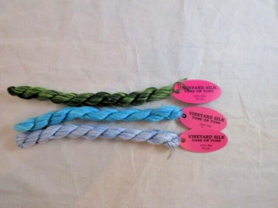 Vineyard Silk Tone on Tone Lot of 3 28 yrd Skeins 100% Stranded Silk    H122 - Image 1 of 2