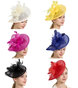 Cappello donna Kentucky classico Derby Fascinator anni 20 cappello tea party con fermacapelli - Foto 1 di 17