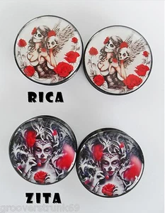 Day of the Dead Zita & Rica Flesh Tunnels Stretchers Expanders Plugs Stretcher - Picture 1 of 7