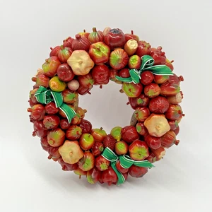 Corona de Navidad Aplausos 8" Plástico Frutas y Verduras Años 80 De Colección - Imagen 1 de 2