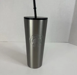 24oz Starbucks Matte Brushed Gunmetal Silver Metal Stanless Steel Venti Tumbler - Picture 1 of 24