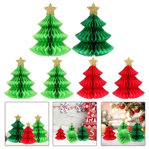  6 Pcs Christmas Honeycomb Centerpiece Decorations New Year Paper - Picture 1 of 12