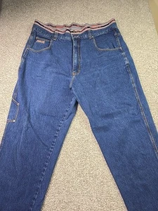 Paco Sport Jeans Mens 44x32 Blue Denim Embroidered Baggy Y2K Large Pockets - Picture 1 of 18
