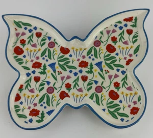 Floral Butterfly Shaped Trinket Dish Plate By Ganz Colorful 8x7 Ceramic Candy - Picture 1 of 6