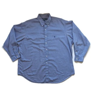Vintage Men's Ralph Lauren Blue Plaid Shirt 18 35 Yarmouth Button Down Cotton - Picture 1 of 8