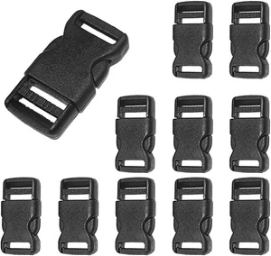 CooBigo 10pcs 1/2"(12.5mm) Side Release Buckles Plastic Black Quick...  - Picture 1 of 8