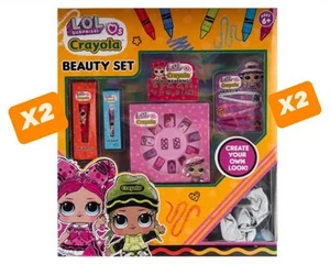 X2 LOL Surprise Crayola Beauty Set Girls 6+ Lip Balm Stick On Earrings & Nails - Picture 1 of 2