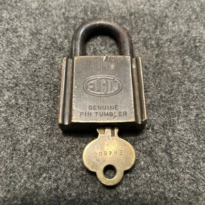Antique Elgin Brass Padlock w/ key vintage lock display case tool box chest - Picture 1 of 7