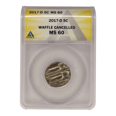 2017 D Jefferson Nickel Error Coin Waffle Cancelled ANACS MS 60 14B7 - Image 1 of 3