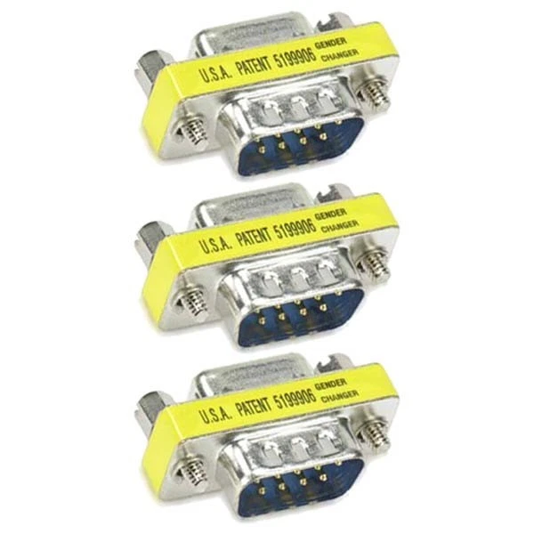 3 Pcs DB9 9-Pin D-SUB RS-232 Male to Female Serial Adapter Mini Port Saver Gold - Image 1 of 1