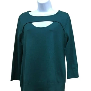 Cable & Gauge Cut Out Pullover Damen Large grün 3/4 Ärmel Karriere Freizeit neu ohne Etikett - Bild 1 von 6