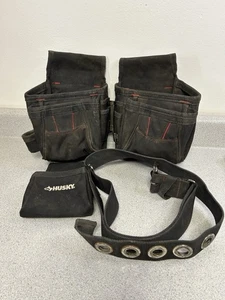 Tool Belt Husky Bag Heavy Duty With Pouch Leather Holder USED - Picture 1 of 14