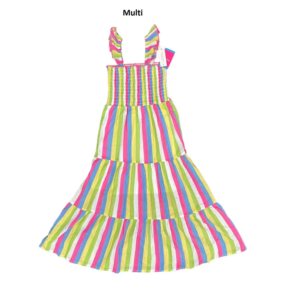 Vestido Largo Zunie Niña Algodón Floral Línea A Cualquier Ocasión Manga Volantes Foto 1 de 1