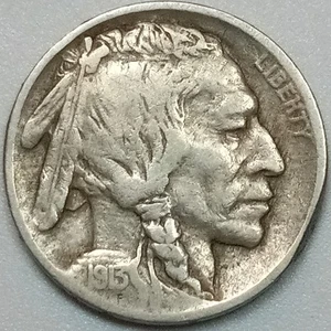 1913-D Buffalo Nickel Type 2- Massive Rim Dent/Residue/Damaged (Lot#1) - Picture 1 of 2
