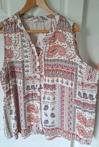 Paisley Sleeveless Top Blouse Size 22 Pink and White Print BNWT TU Viscose - Picture 1 of 7