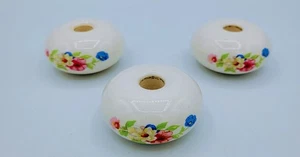 Vintage Floral Porzellan Keramik Kugel Bett Pfosten Endstücke 3er Set - Bild 1 von 9