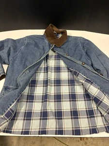 Vintage St Johns Bay Womens 2X  Denim Jean Chore Barn Jacket Corduroy Flannel - Picture 1 of 11