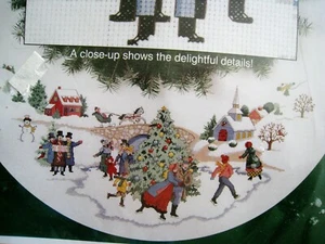 Sunset Christmas Counted Cross Tree Skirt KIT, DICKENS VILLAGE,Town Square,18317 - Picture 1 of 10