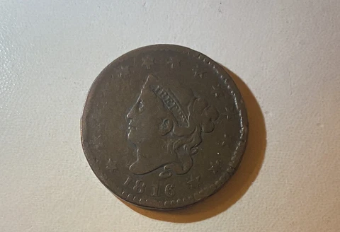 1816 coronet head large cent rotating error!! Free shipping Cover