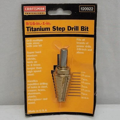 New - Craftsman Professional Titanium Step Drill Bit 9/16" - 1"  - 920922 - Image 1 of 4