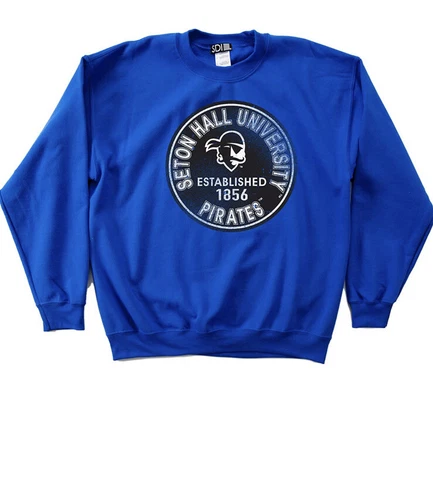 Blue NCAA- Seton Hall Pirates 50/50 Blend Vintage Circle Crewneck Sweatshirt (M) Cover