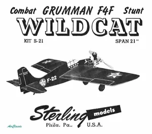 Sterling Models Plans: Grumman F4F Wildcat 21" Wingspan .049 to .09 - Picture 1 of 3