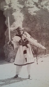 1880er ORIGINAL ANTIKES ALBENFOTO BEDUINENKRIEGER NORDAFRIKA ÄGYPTEN - Bild 1 von 5