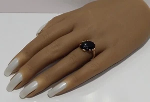 Vintage 14K Yellow Gold Black Onyx Ring 5.5 - Picture 1 of 12