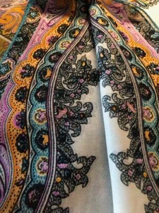 $ 395 Neu EXQUISITE ETRO Kreppseidenschal, Kalkutta, 45x140cm, 55 Zoll Elfenbein - Geschenk - Bild 1 von 16