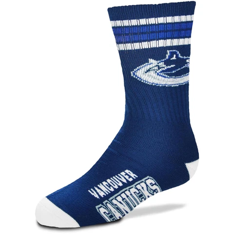 Youth For Bare Feet Vancouver Canucks 4-Stripe Deuce Quarter-Length Socks Cover