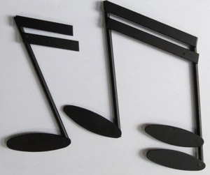 Black Enamel Cast Metal Sixteenth Notes Wall Art - Picture 1 of 1