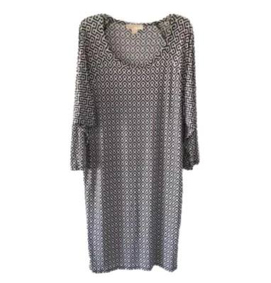 Vestido Michael Kors MK Mujer Negro Blanco Cambio Midi Talla XL Manga Larga Dolman Foto 1 de 4