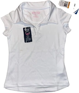 Nautica Girls School Uniform White Buttonless Polo S (4) (Small Stain See Pics) - Picture 1 of 6
