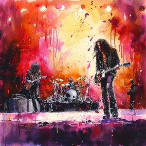 SOUND FIRE MUSIC CANVAS ART PRINT 18X24" or 24X36" READY TO HANG Band On Stage - Picture 1 of 2