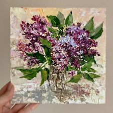 Original oil painting Floral wall art Mother’s Day Gift Lilacs flowers 8 x 8 in