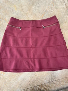 "Falda Athleta Borgoña Grande Bolsillos con Cremallera Línea A Cintura 36"" Largo 18"" - 004" - Imagen 1 de 5