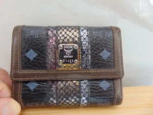 MCM Black Bronze MULTICOLOR Leather Trifold Wallet VERY RARE STYLE AND COLOR - Picture 1 of 11