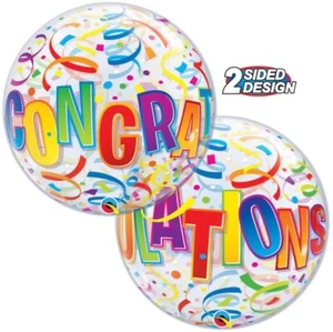 22" Bubble Balloon - Qualatex Congratulations party supply decoration - Picture 1 of 1