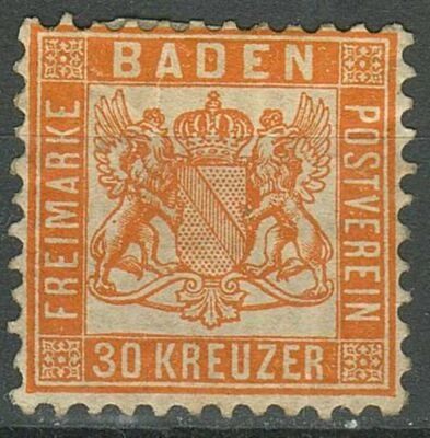 Baden 1862 ☀ 30 Kr ☀ Unused, hinged - Image 1 of 2