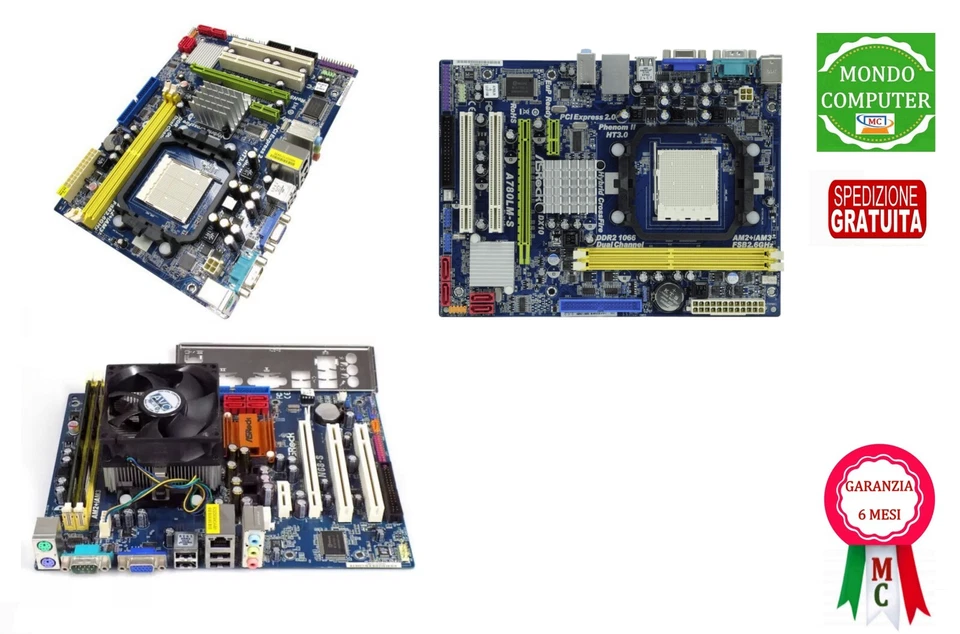 SCHEDA MADRE ASROCK A780LM-S SOCKET AM2 + CPU AMD + DISSIPATORE + RAM - Immagine 1 di 1