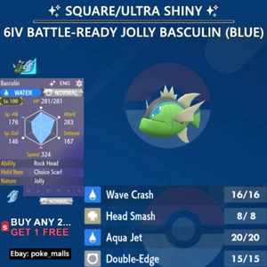 ✨ SHINY BASCULIN BLUE ✨ | 6IV JOLLY | BATTLE-READY | Pokemon Scarlet and Violet - Picture 1 of 6