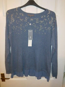 Jessica Graaf denim blue fine knitted women long sleeve top size XL - Picture 1 of 10